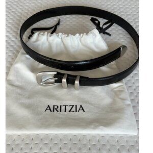 Aritzia Legendary Solid Brass Leather Belt - ANTIQUE SILVER - Small